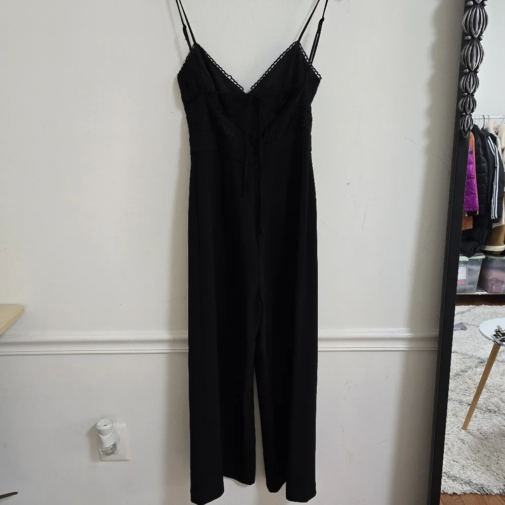 Wayf black lace bodice wide leg jumpsuit - Picture 11 of 12